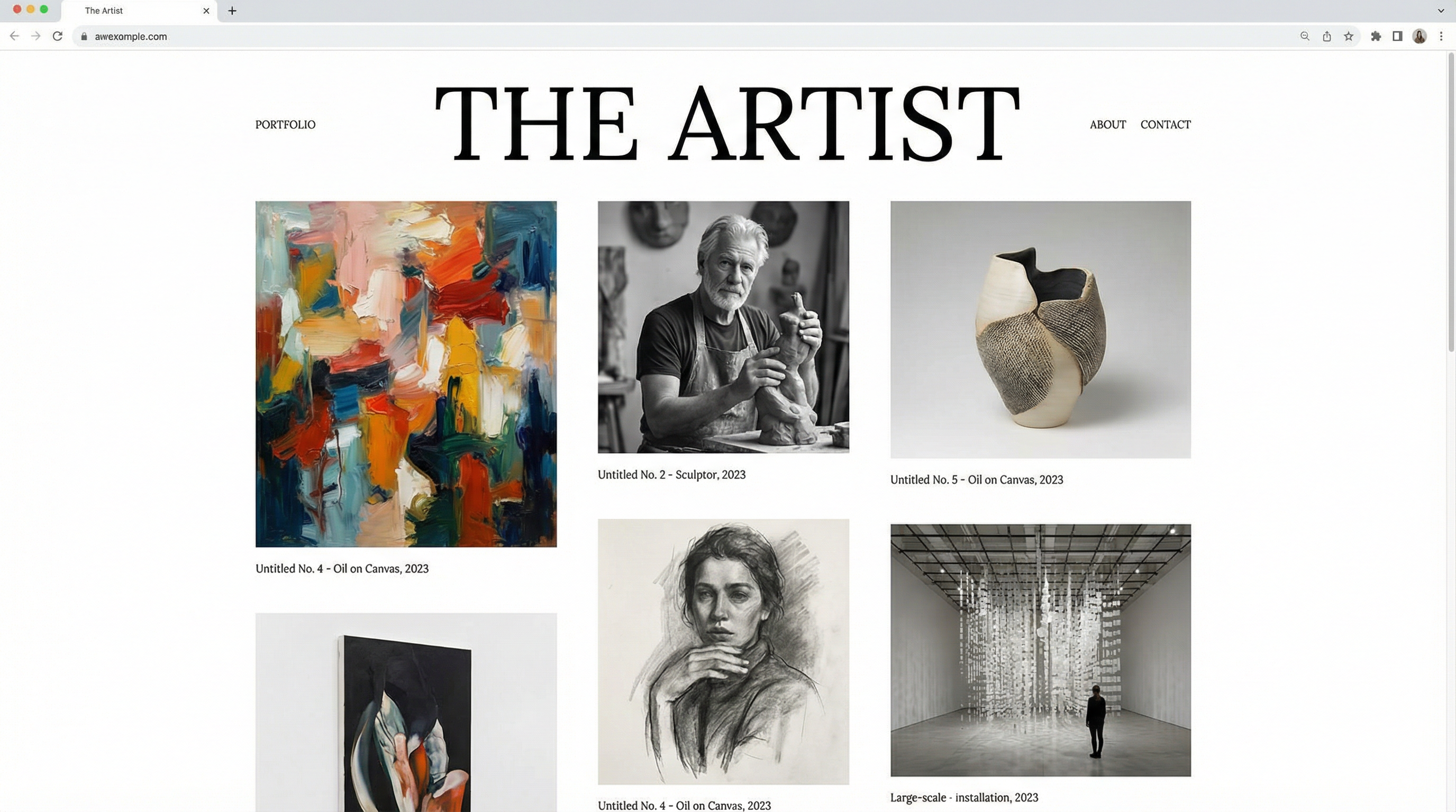 ภาพตัวอย่างเทมเพลตเว็บไซต์ ดิ อาร์ทิสต์ แบบเต็มจอ