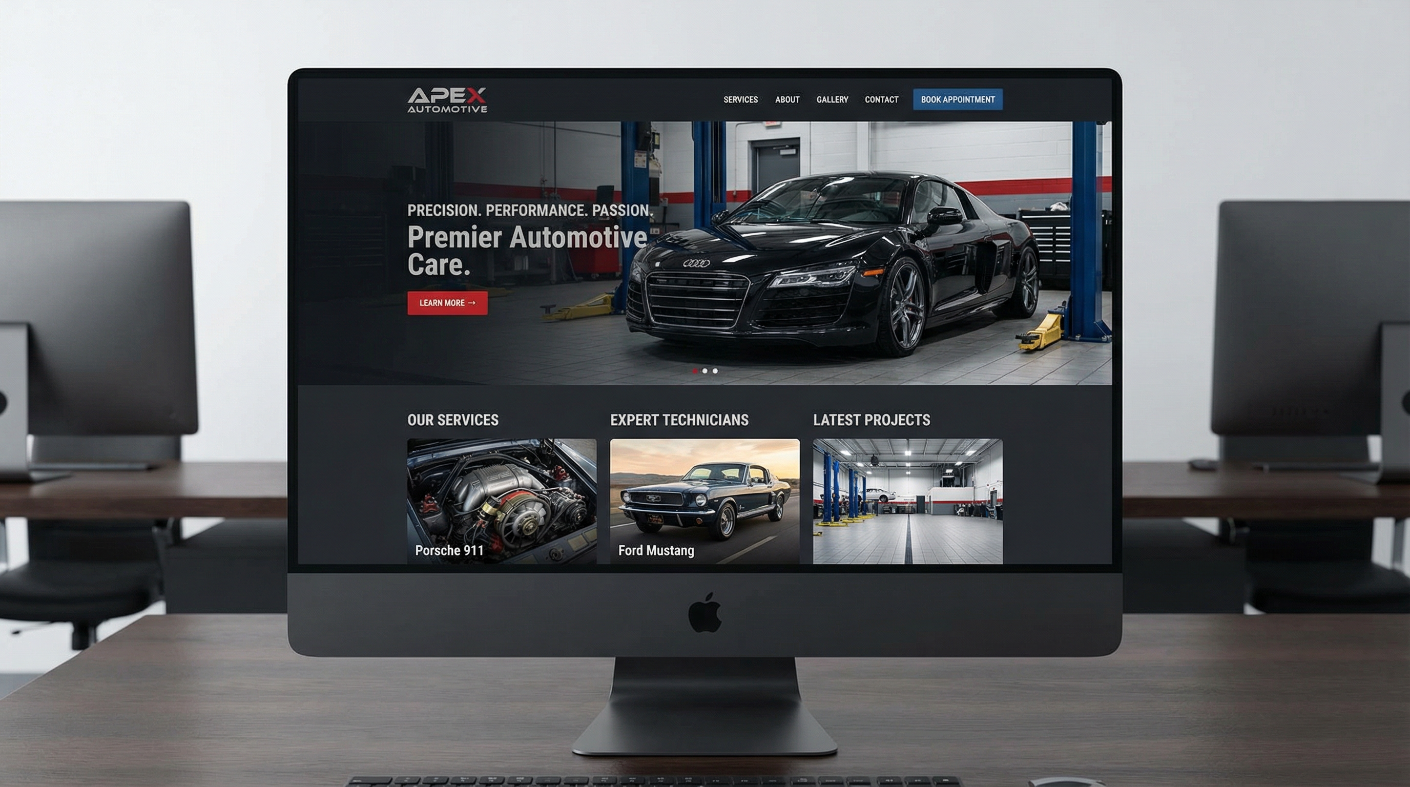 ภาพตัวอย่างเทมเพลตเว็บไซต์ ดิ ออโตโมทีฟ แบบเต็มจอ