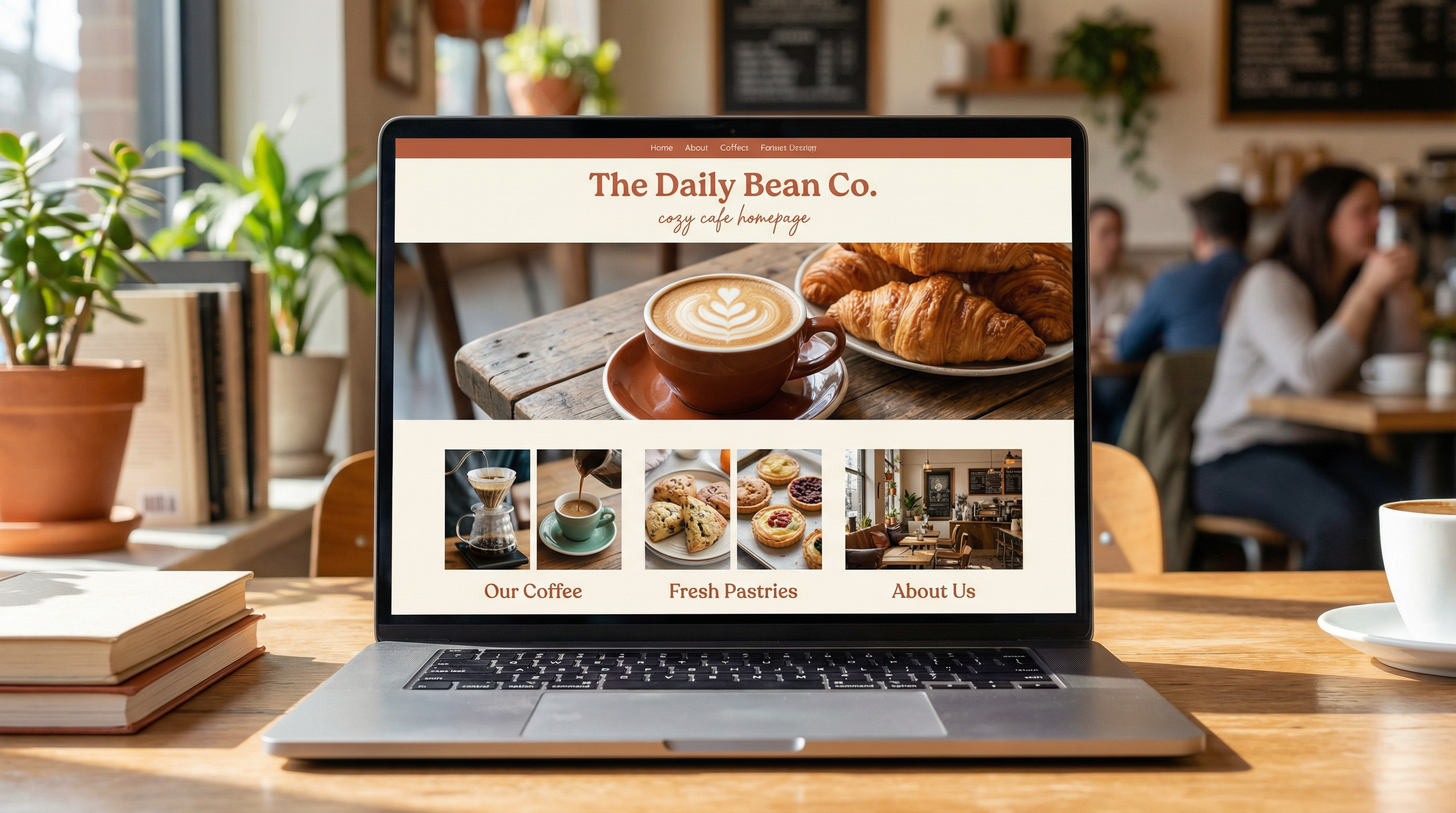 ภาพตัวอย่างเทมเพลตเว็บไซต์ เดอะ คาเฟ่ แบบเต็มจอ