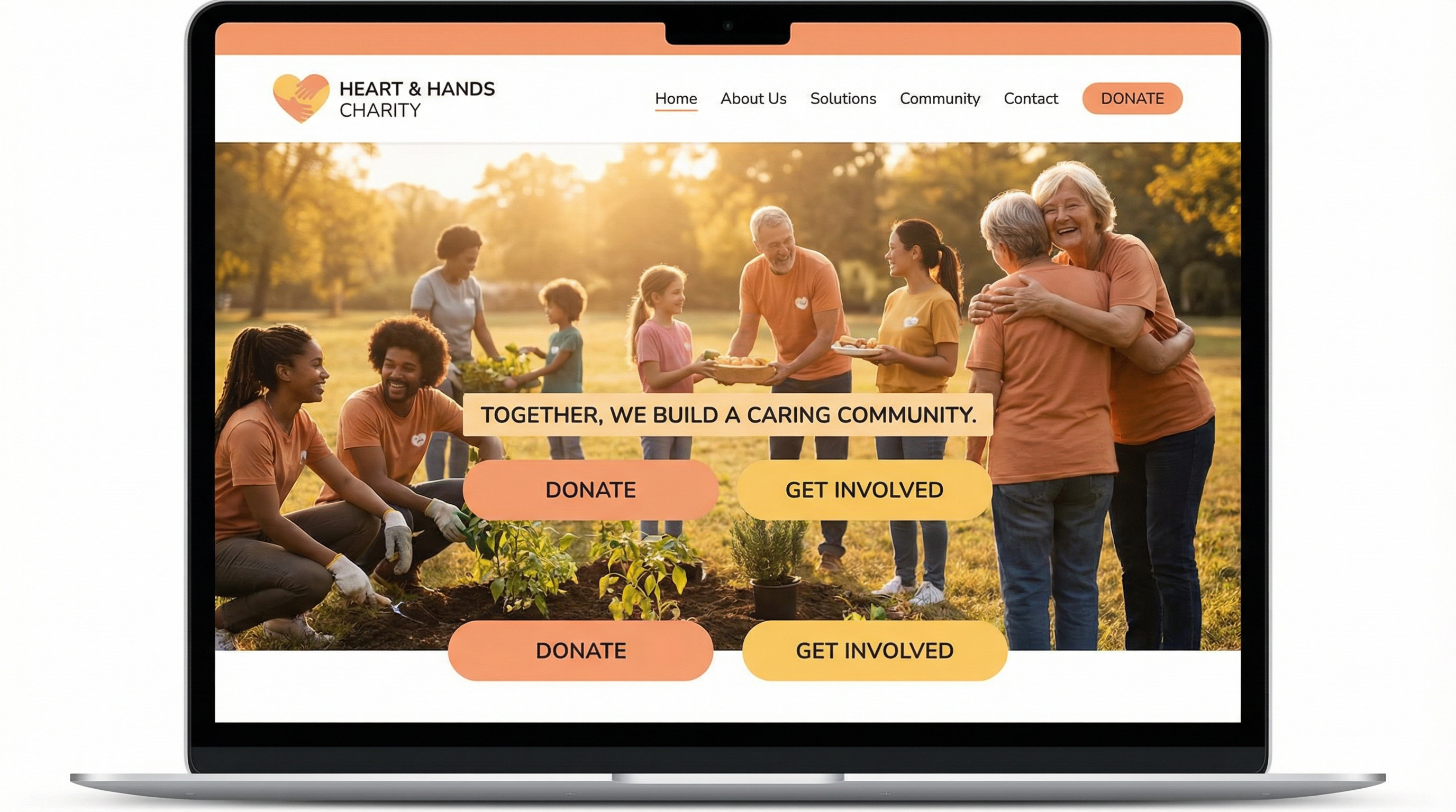 ภาพตัวอย่างเทมเพลตเว็บไซต์ เดอะ แชริตี้ แบบเต็มจอ