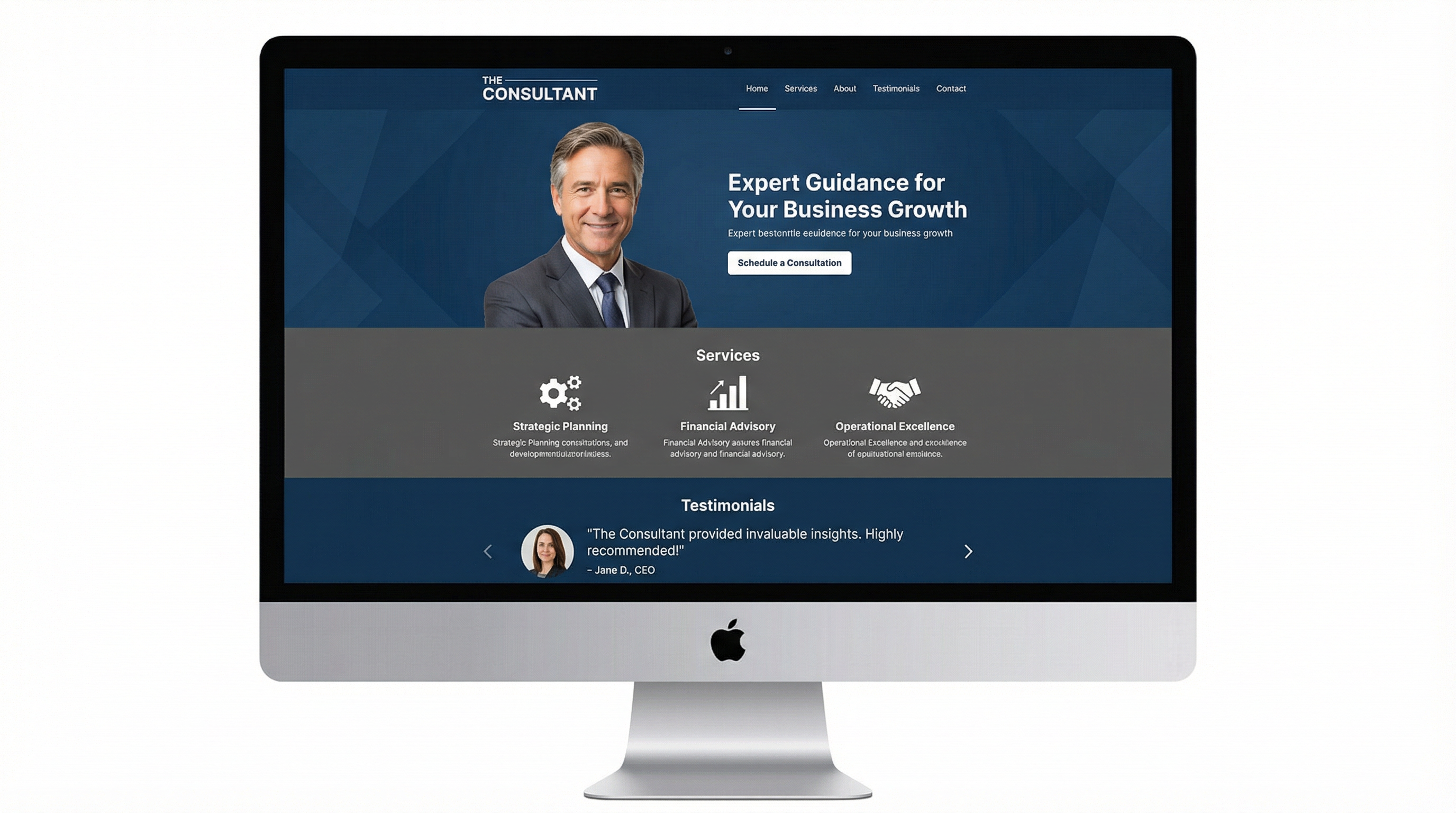 ภาพตัวอย่างเทมเพลตเว็บไซต์ ที่ปรึกษา แบบเต็มจอ