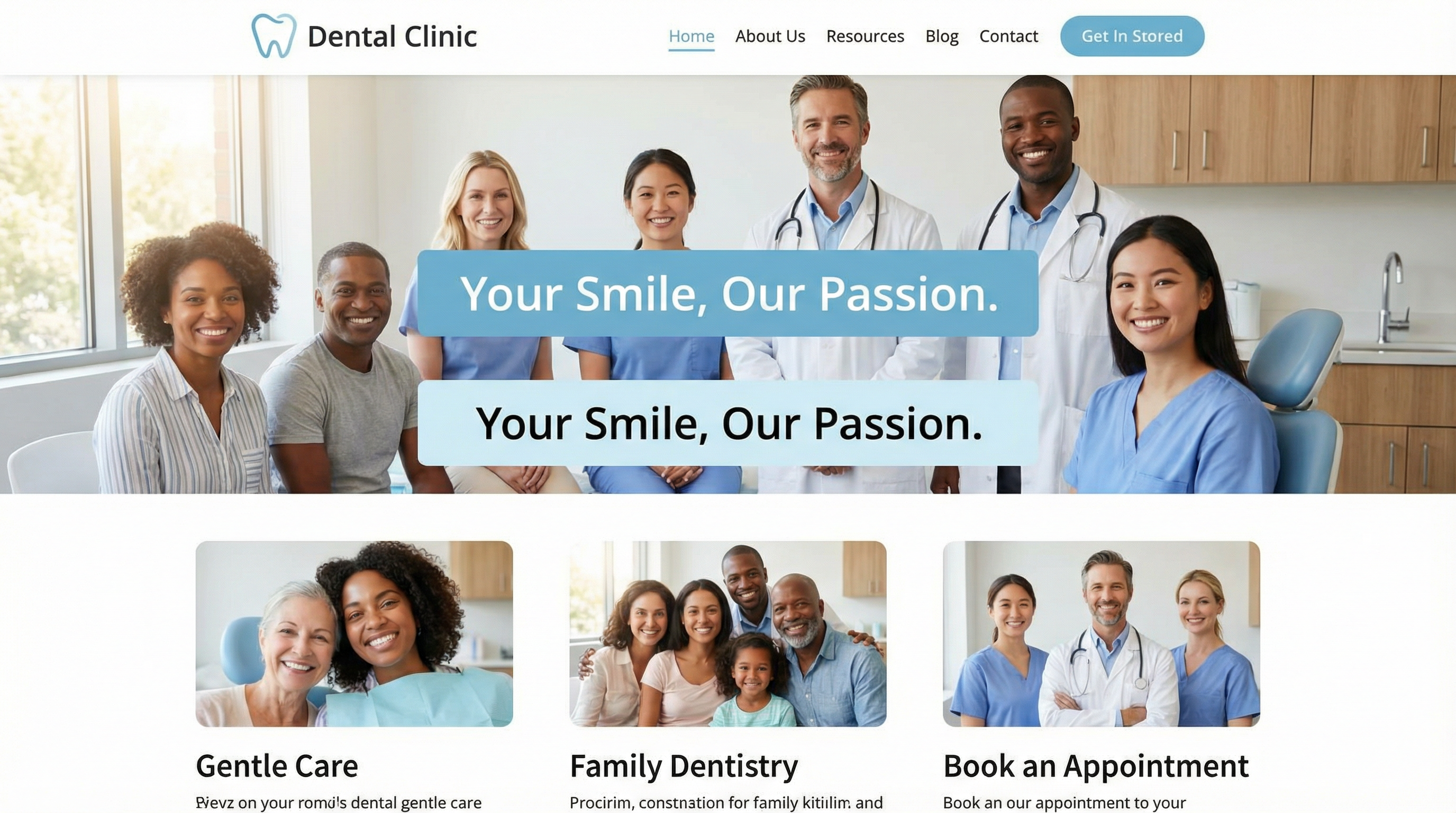 ภาพตัวอย่างเทมเพลตเว็บไซต์ เดอะ เดนทิสต์ แบบเต็มจอ