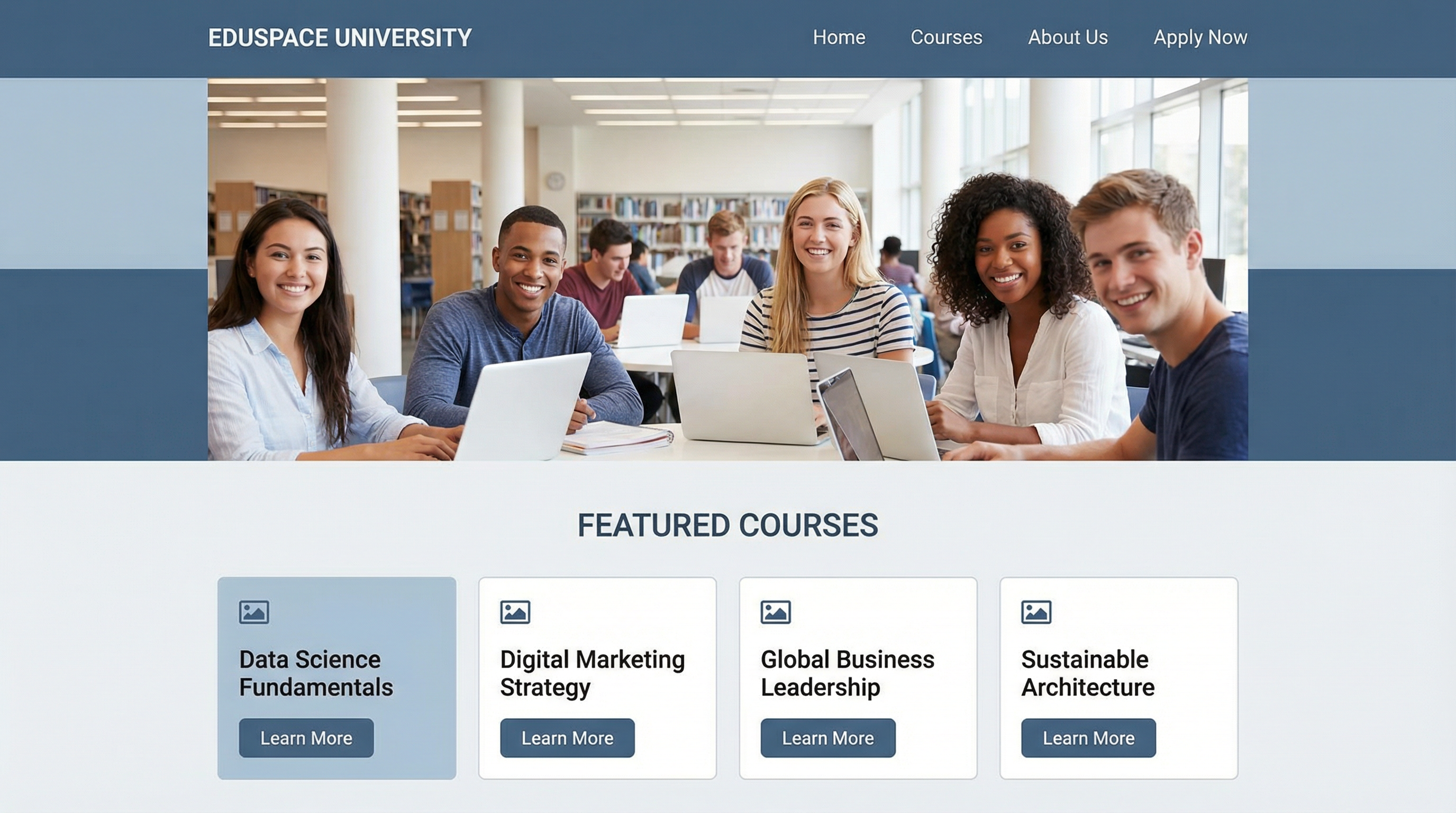 ภาพตัวอย่างเทมเพลตเว็บไซต์ เอ็ดดูสเปซ แบบเต็มจอ