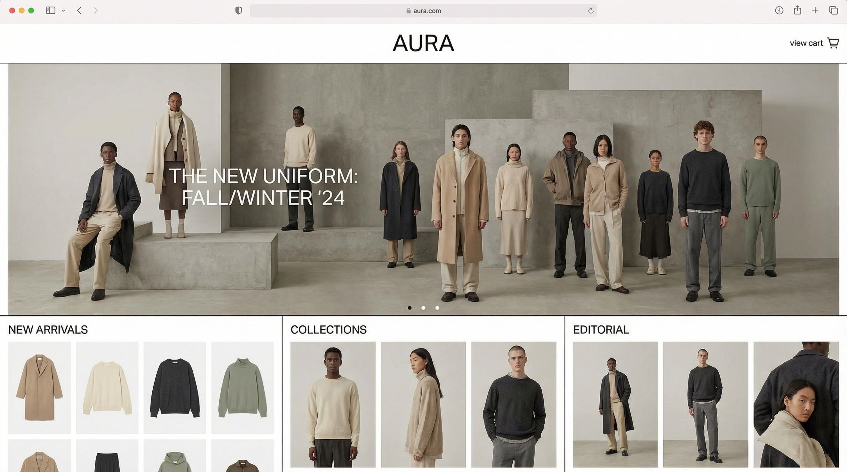 ภาพตัวอย่างเทมเพลตเว็บไซต์ แฟชั่นนิสต้า แบบเต็มจอ