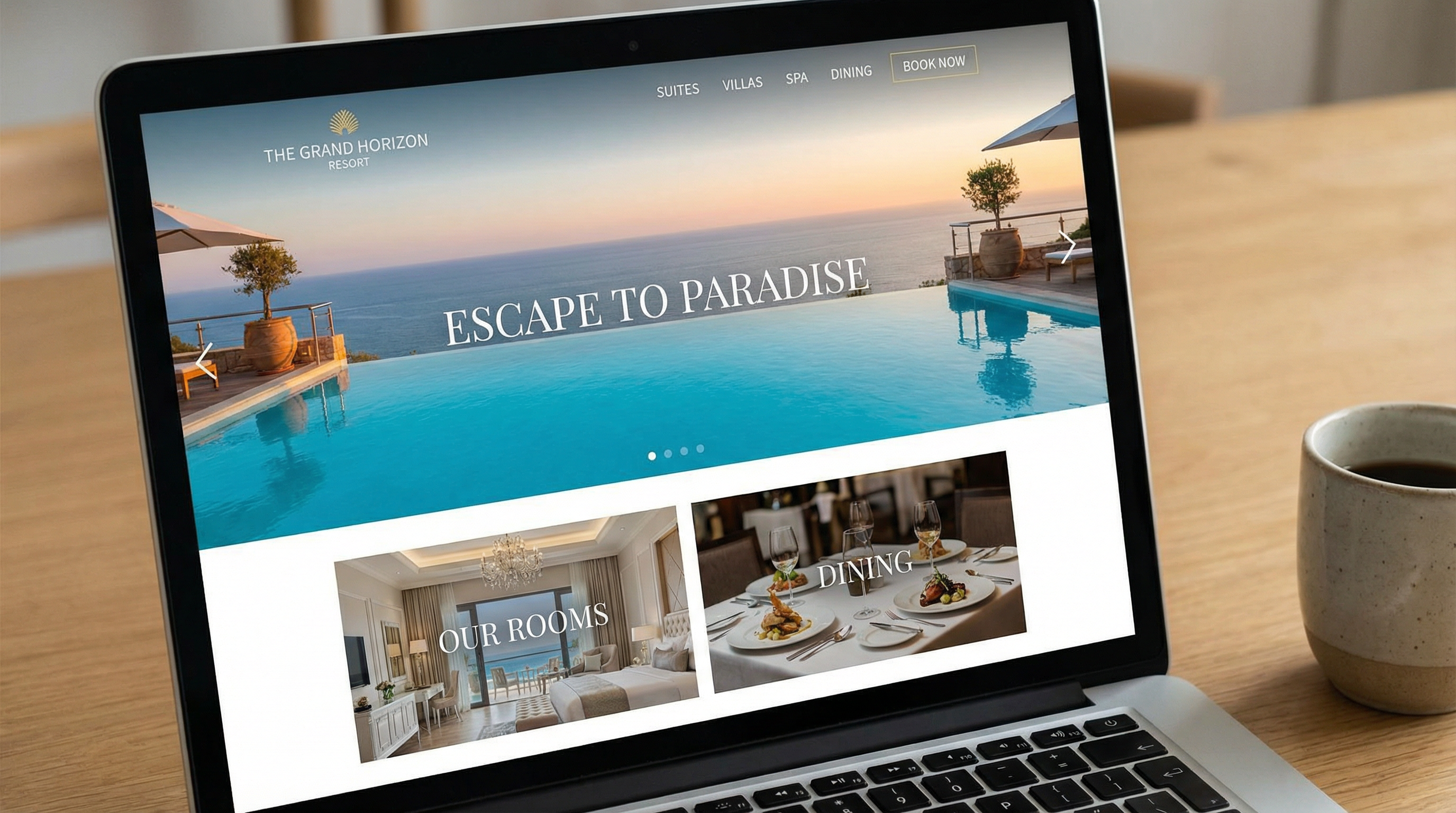 ภาพตัวอย่างเทมเพลตเว็บไซต์ เดอะ โฮเทล แบบเต็มจอ