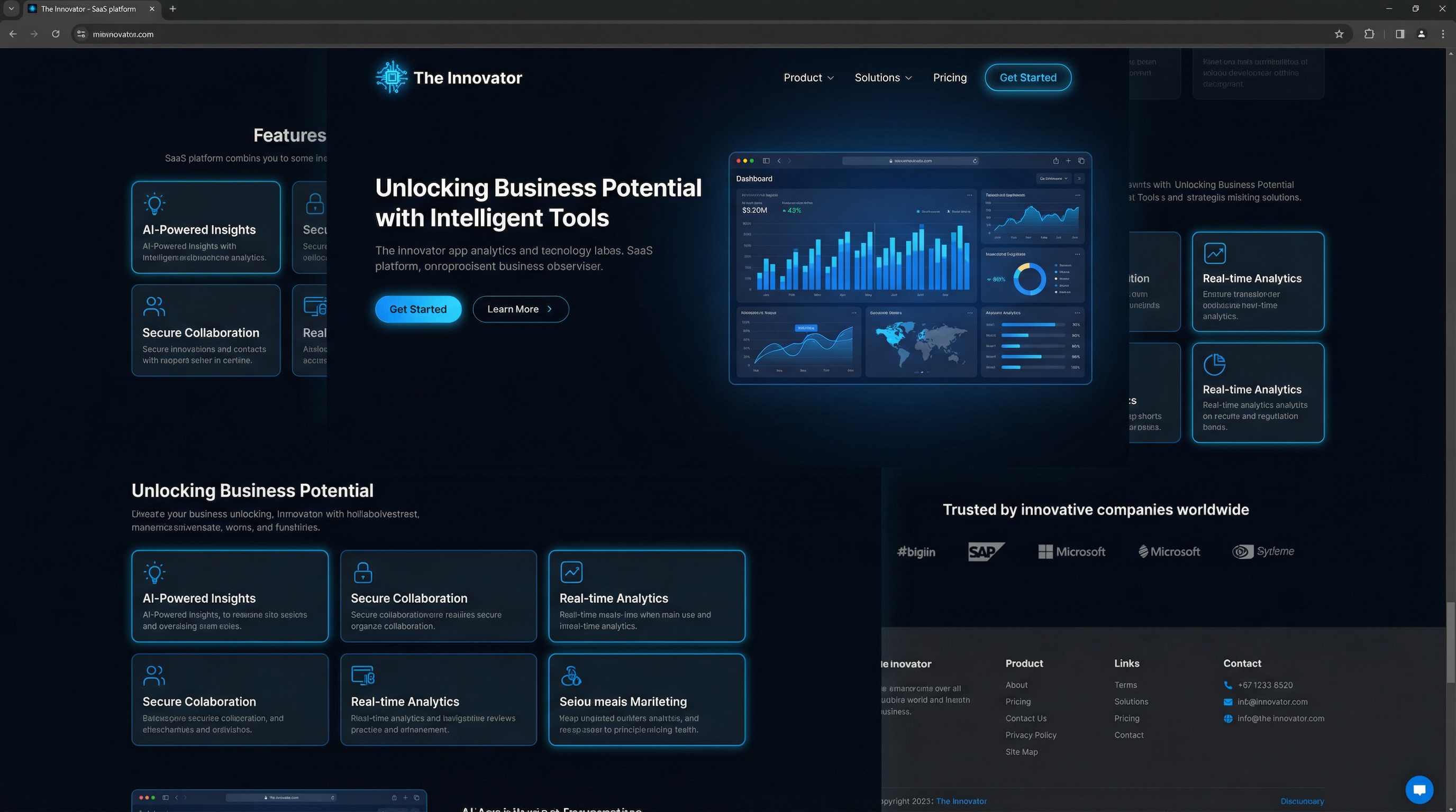 ภาพตัวอย่างเทมเพลตเว็บไซต์ ดิ อินโนเวเตอร์ แบบเต็มจอ