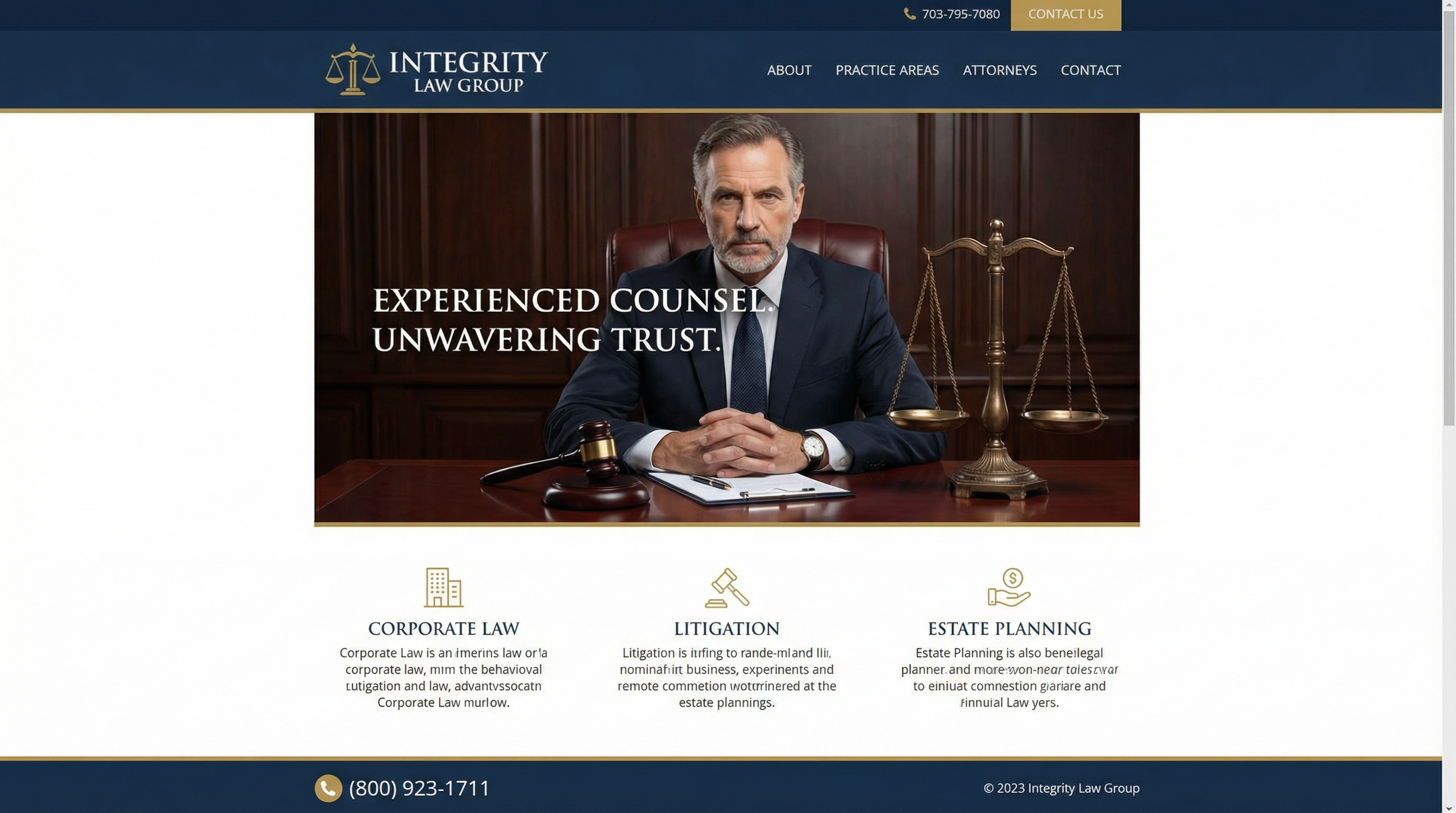 ภาพตัวอย่างเทมเพลตเว็บไซต์ จัสติซ ลอว์ แบบเต็มจอ