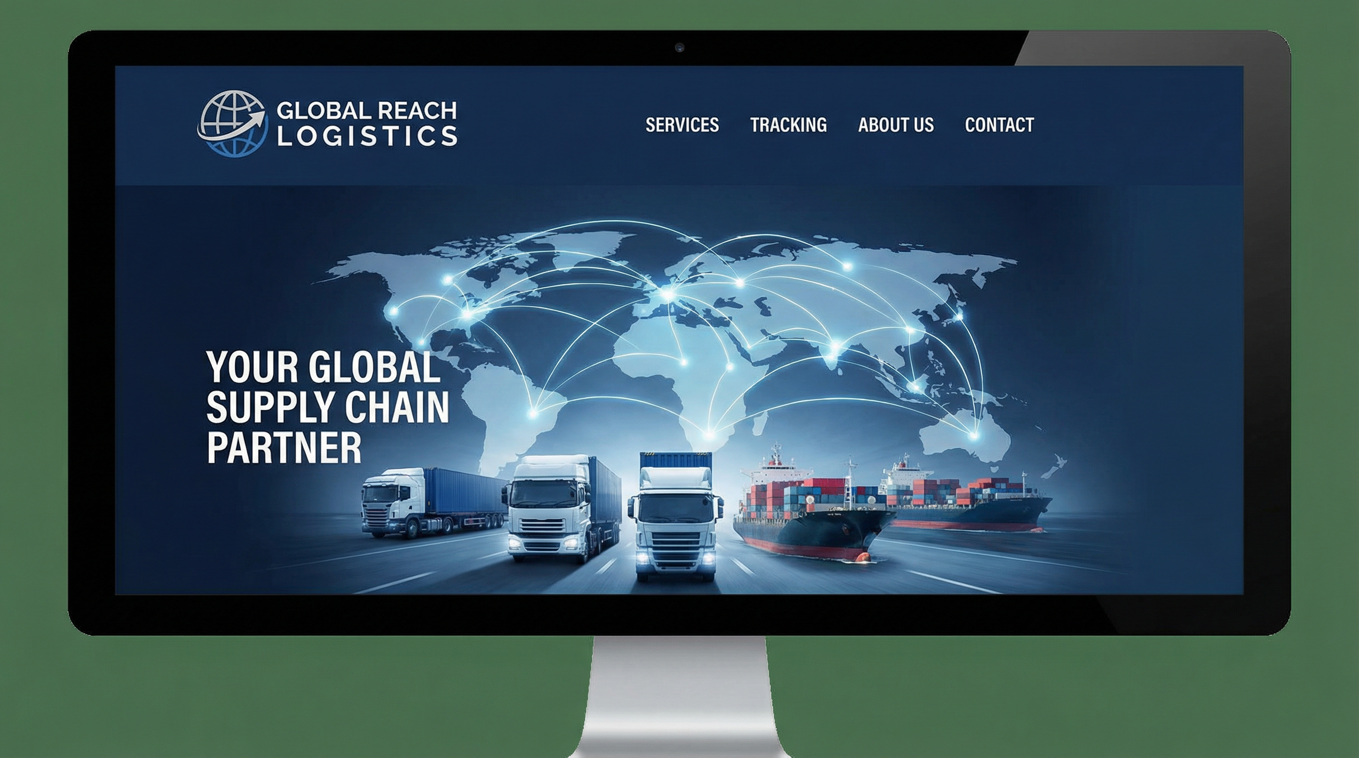 ภาพตัวอย่างเทมเพลตเว็บไซต์ เดอะ โลจิสติกส์ แบบเต็มจอ