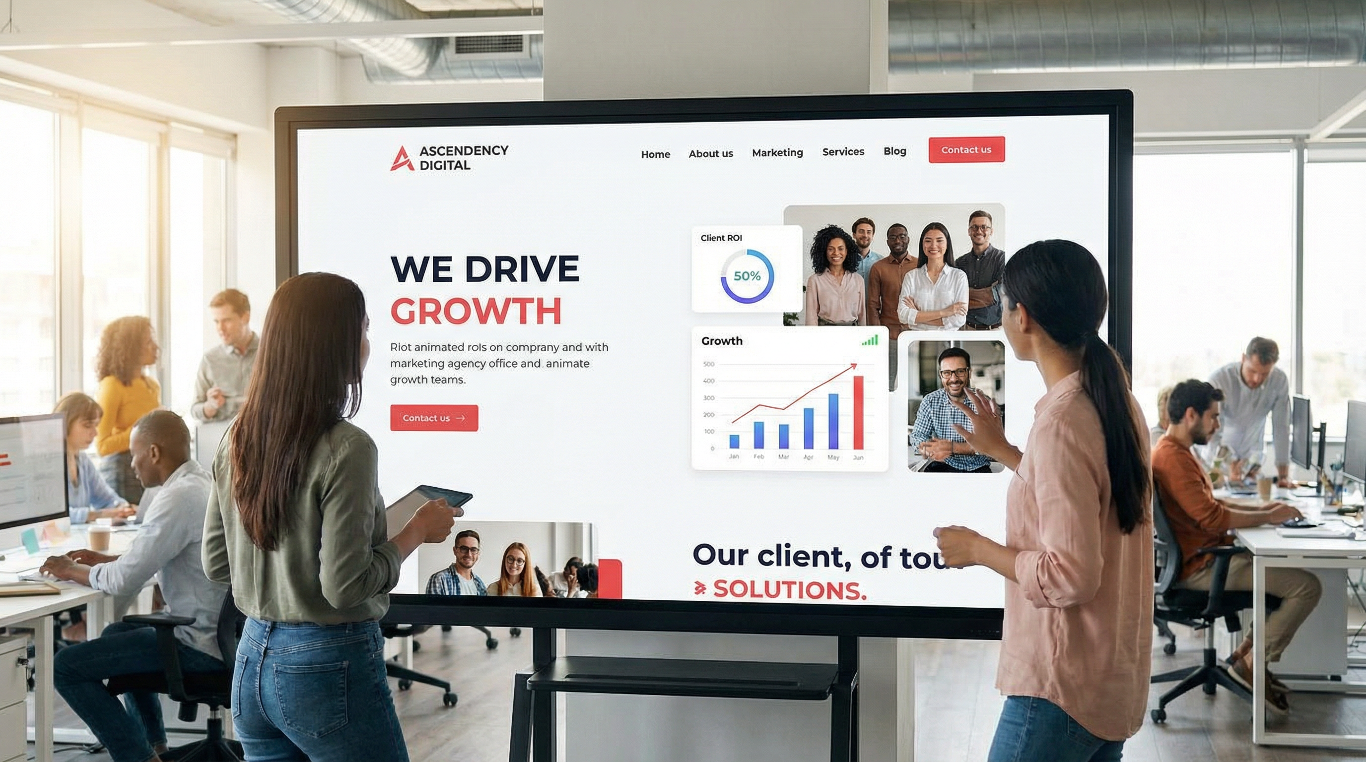 ภาพตัวอย่างเทมเพลตเว็บไซต์ เดอะ มาร์เก็ตติ้ง แบบเต็มจอ