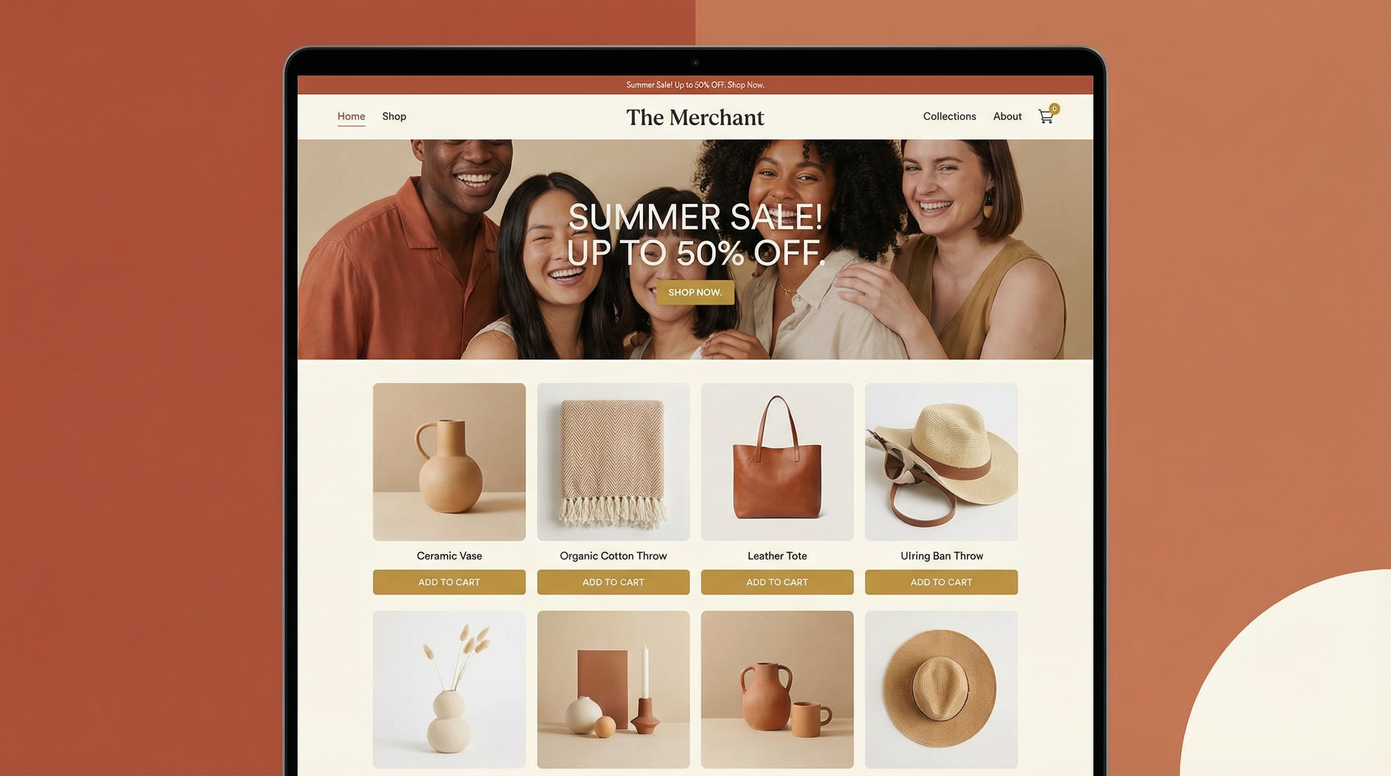 ภาพตัวอย่างเทมเพลตเว็บไซต์ เดอะ เมอร์แชนท์ แบบเต็มจอ