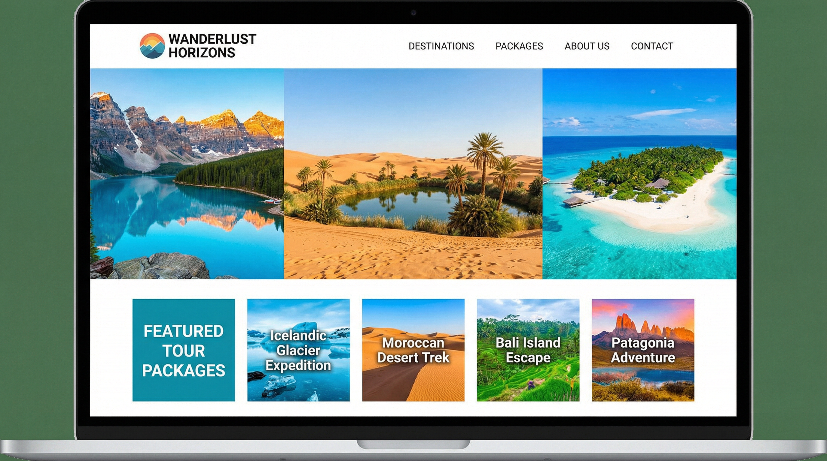 ภาพตัวอย่างเทมเพลตเว็บไซต์ ทราเวล ลัสท์ แบบเต็มจอ