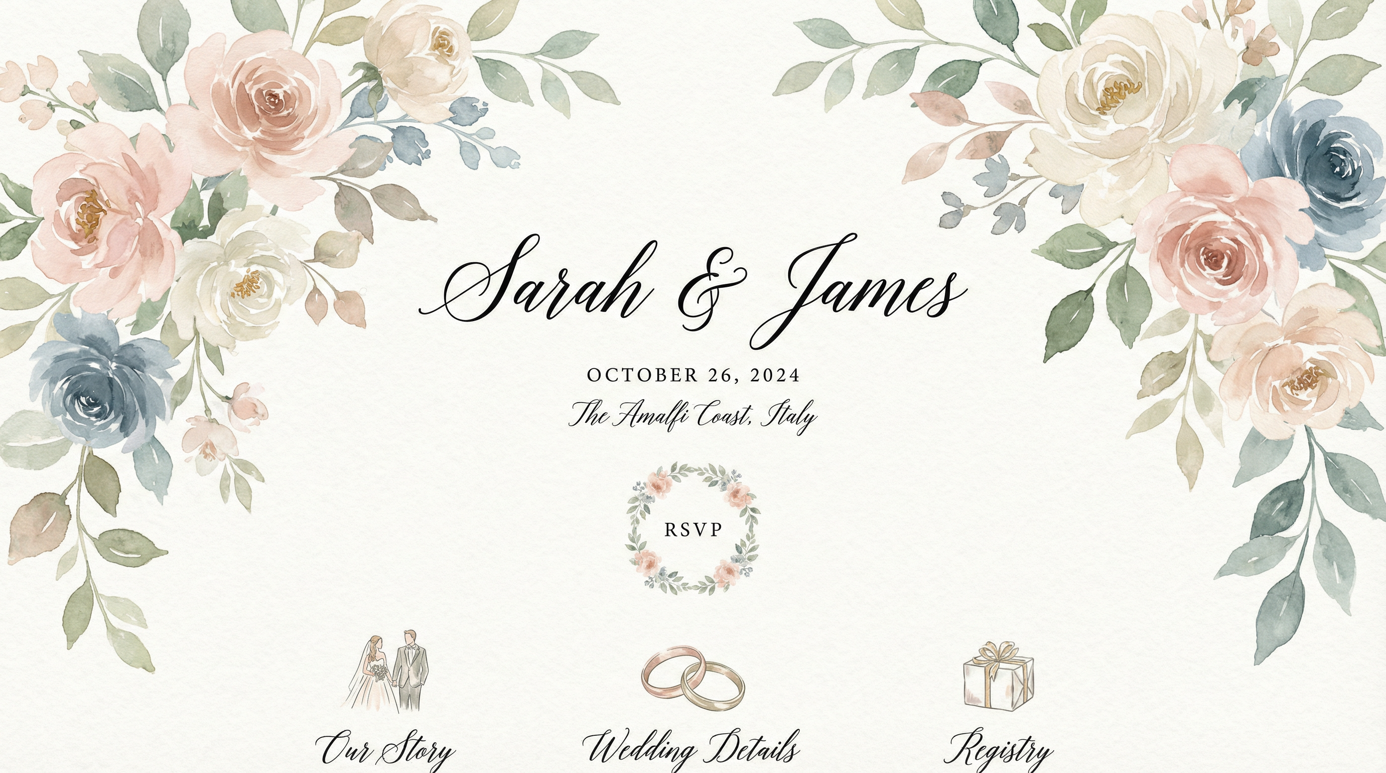 ภาพตัวอย่างเทมเพลตเว็บไซต์ เดอะ เวดดิ้ง แบบเต็มจอ